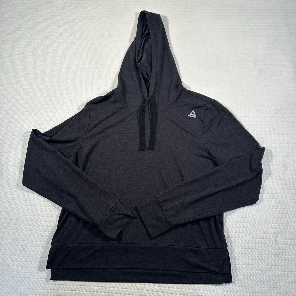Reebok Women’s Medium Black Lightweight Hoodie Athletic Pullover Long Sleeve